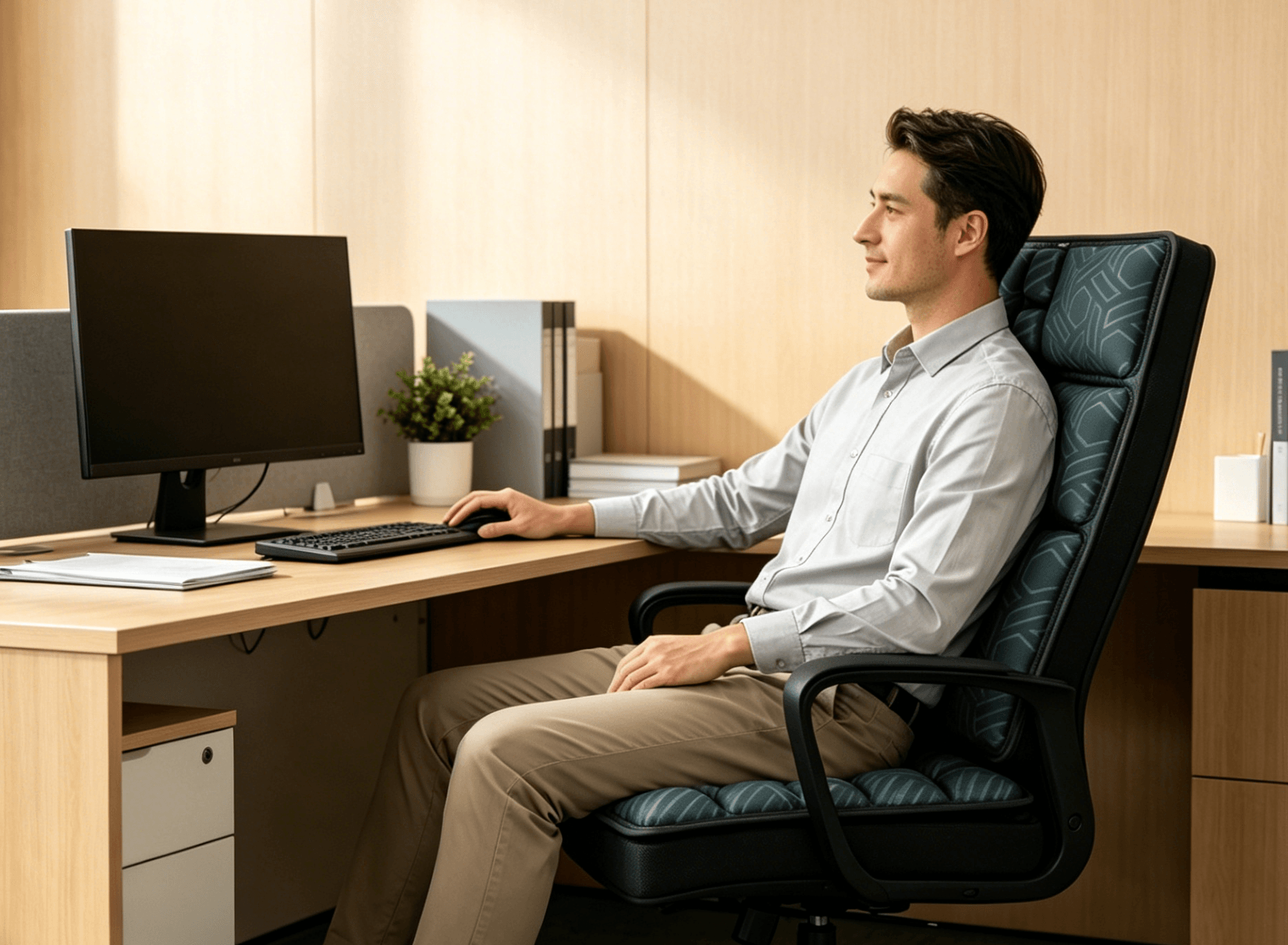 Pressure-distribution Airbag Lumbar & Back Support + Seat Cushion