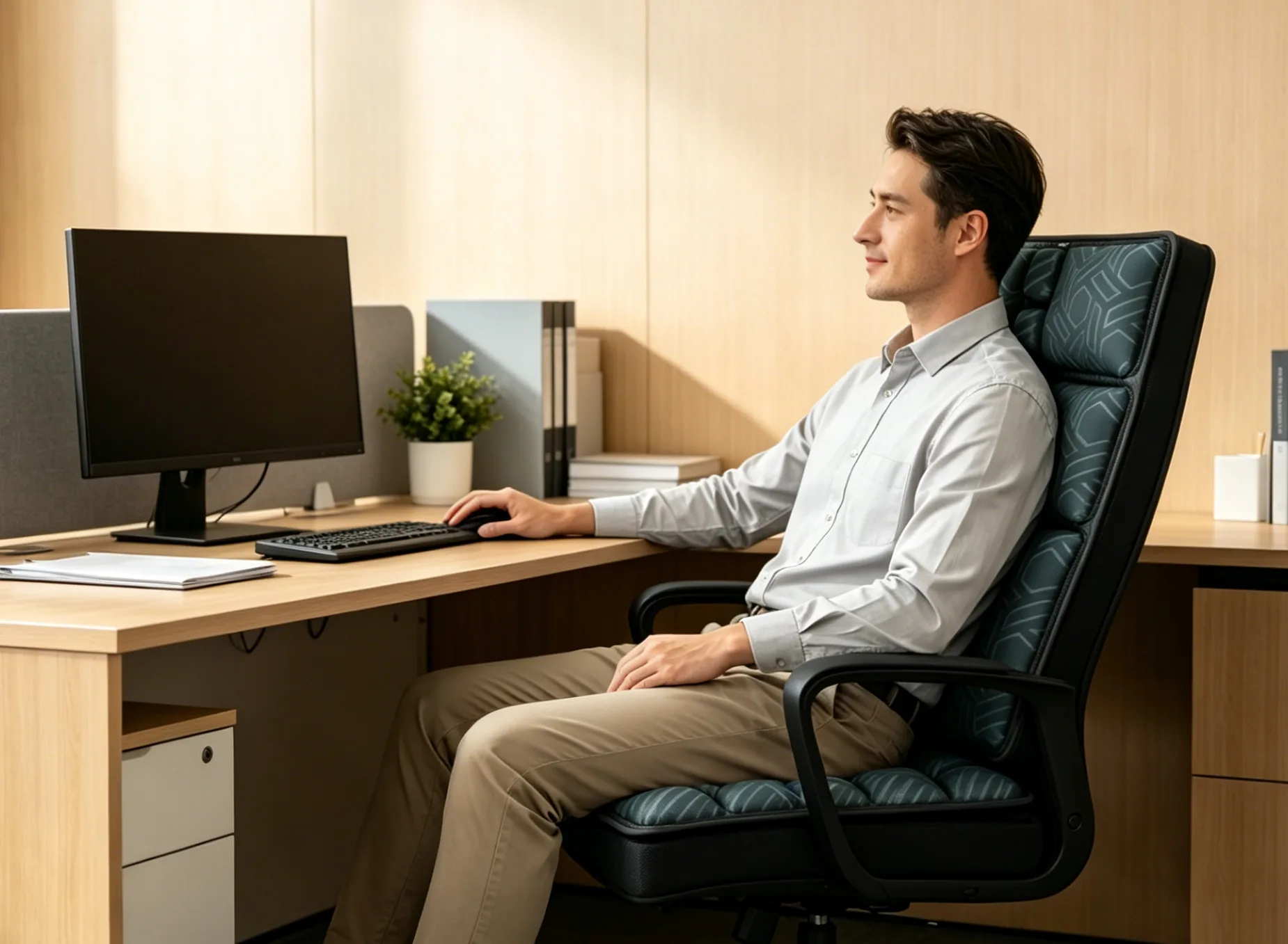 Pressure-distribution Airbag Lumbar & Back Support + Seat Cushion